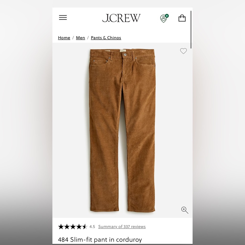 J Crew Mens Corduroy Pants